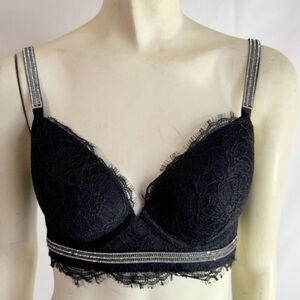 Victoria's Secret Black Lace Rhinestone Shine Bra